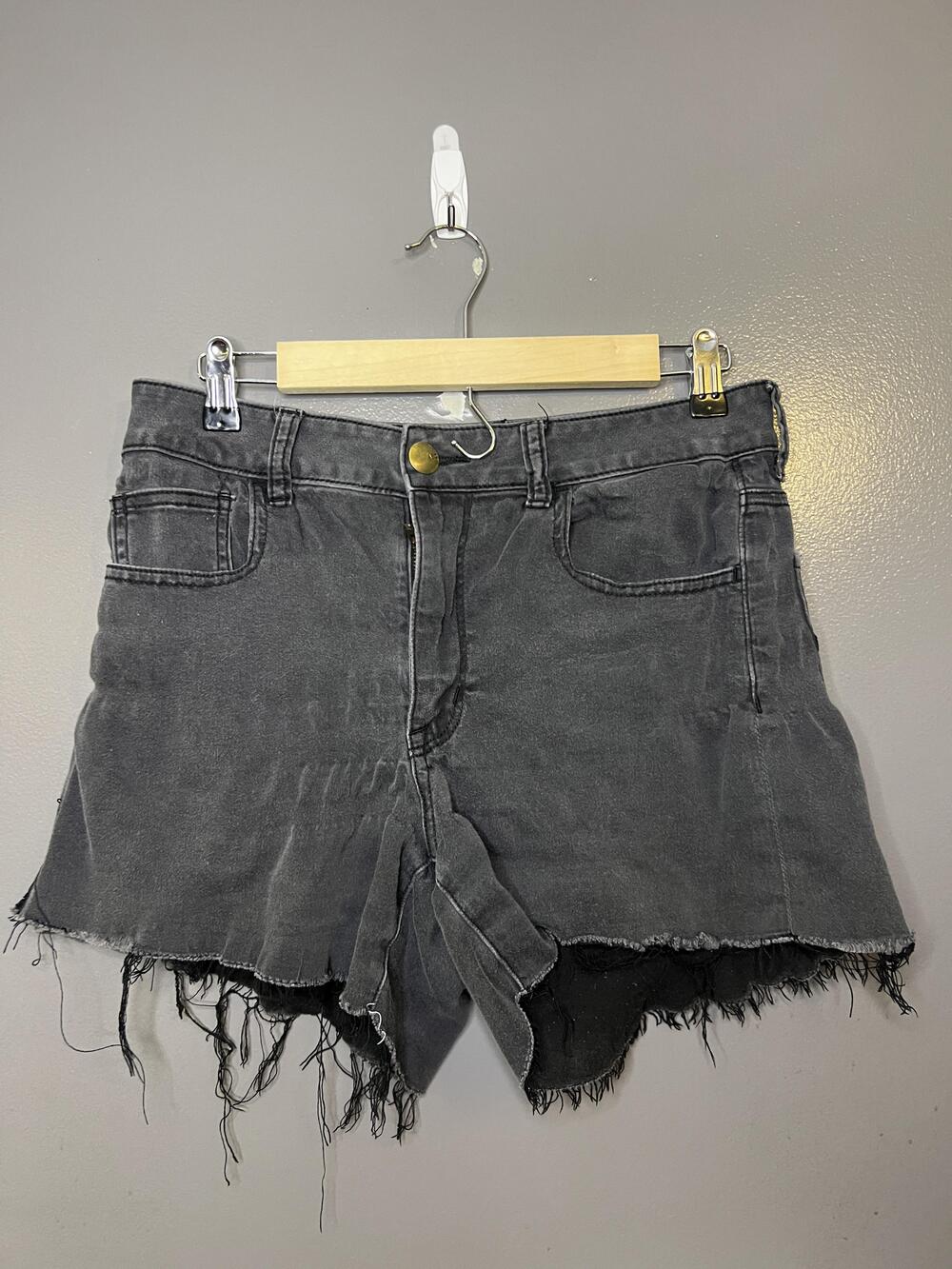 American Eagle Outfitters Shorts Womens 12 Gray Hi Rise Shortie Stretch Cutoff